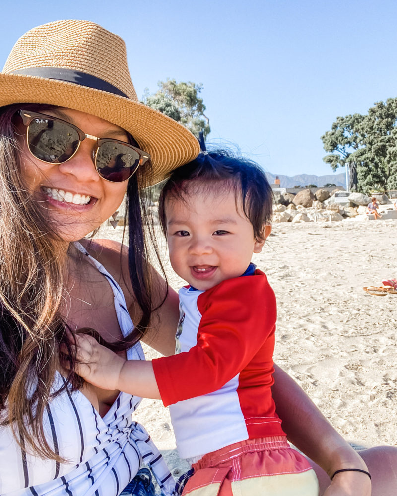 Mom and Baby at the beach selfie