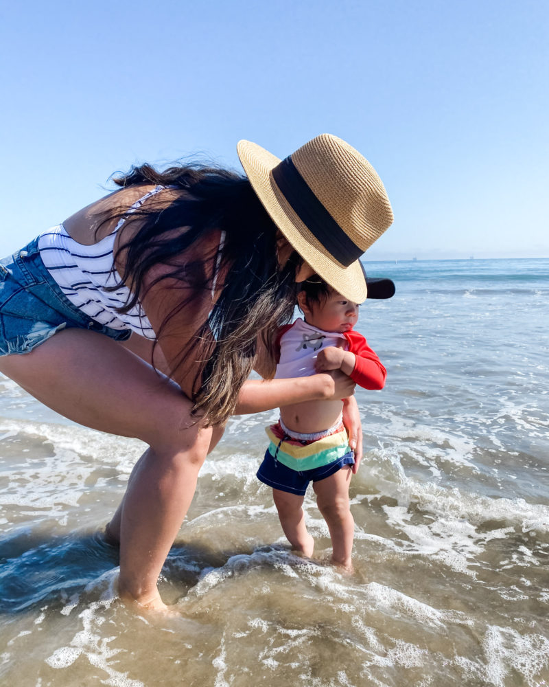 Mom and baby at the beach