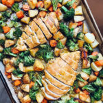 Honey Mustard chicken breast with vegetables and potatoes